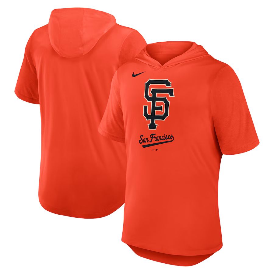 Men 2025 MLB San Francisco Giants Orange Hooded T-shirt->mlb t-shirts->Sports Accessory